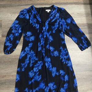 Calvin Klein Long Sleeve Dress with Blue Floral Design